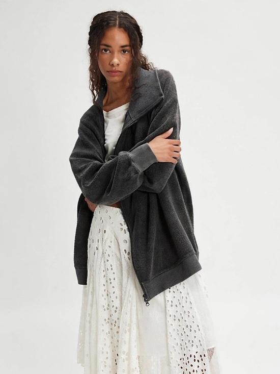 Free People Tops - Free People Luna Sweatshirt Jacket NWT Black